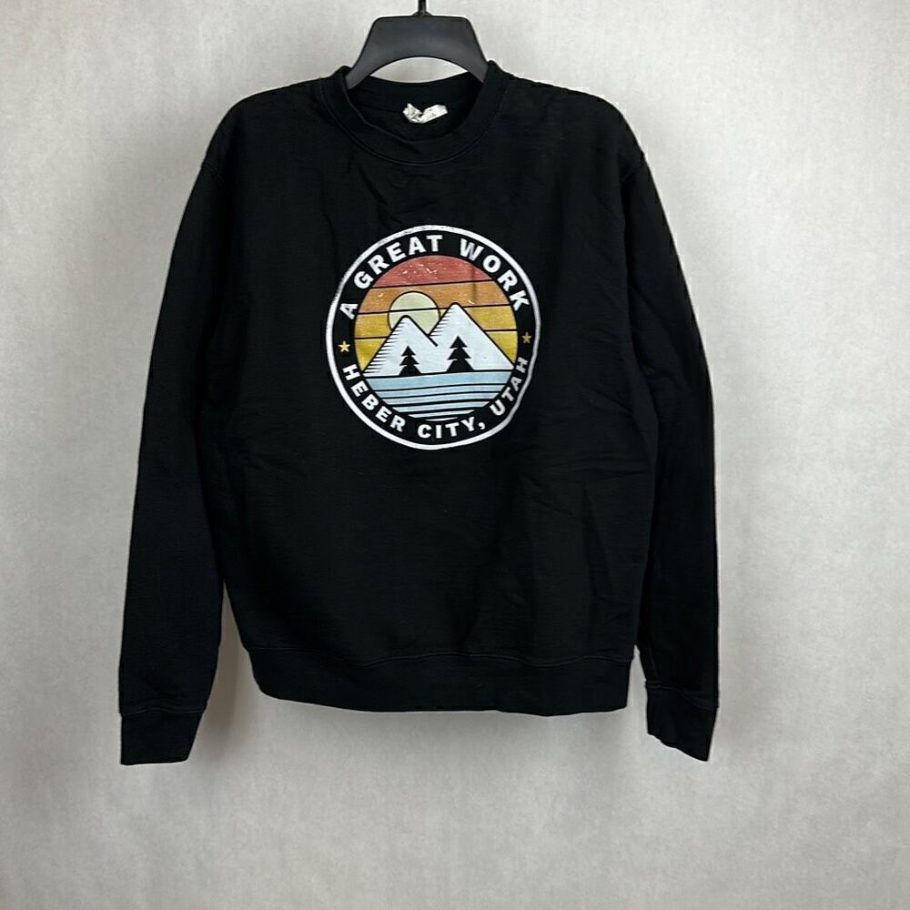 Heber City Utah Sweatshirt Size Medium Black A Great Work Mountains